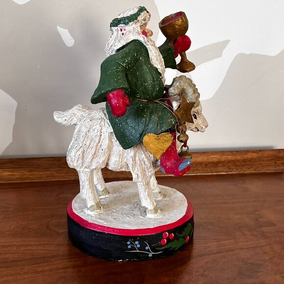 House of Hatten Santa Father Christmas Riding Ram Goat Figurine Denise Calla Vtg - Picture 3 of 14